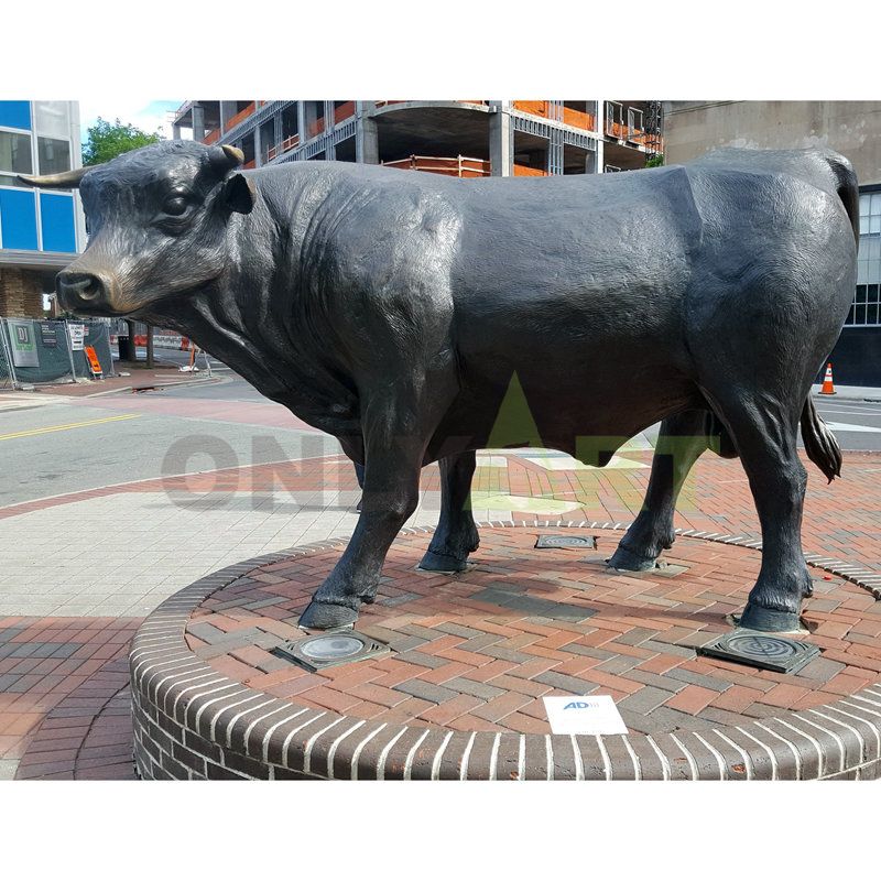 Garden Life Size Brass Wall Street Bull Sculpture
