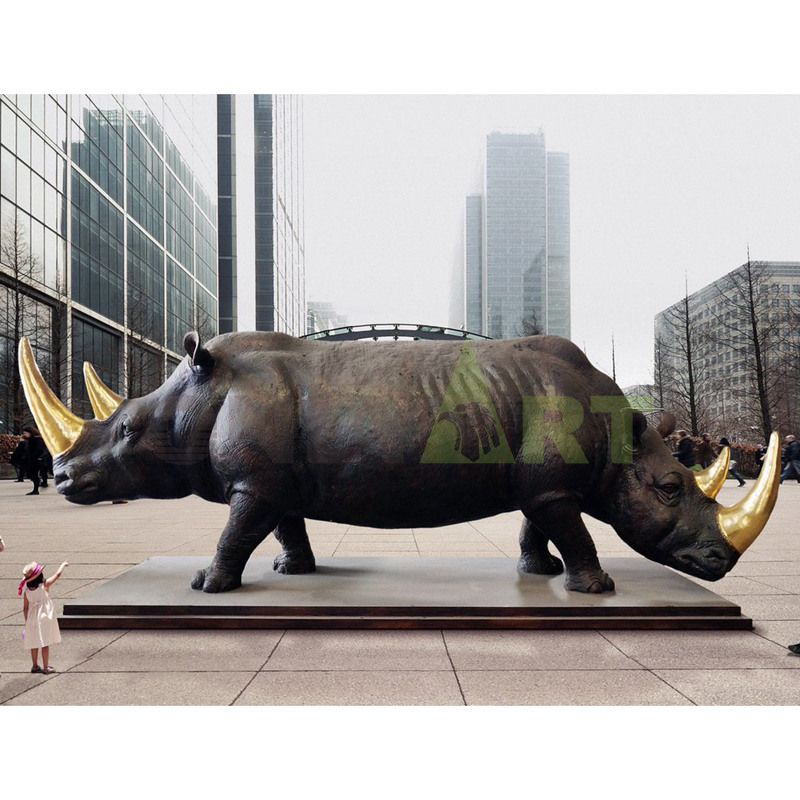 Life Size Stainless Steel Animal Metal Rhino Sculpture